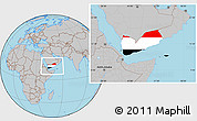 Flag Location Map of Yemen, gray outside