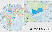 Political Location Map of Yemen, lighten, land only