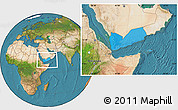 Political Location Map of Yemen, satellite outside