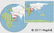 Savanna Style Location Map of Yemen, highlighted continent, within the entire continent