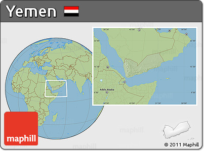 Savanna Style Location Map of Yemen, hill shading inside