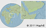 Savanna Style Location Map of Yemen, hill shading outside