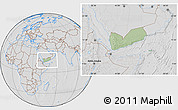 Savanna Style Location Map of Yemen, lighten, desaturated, hill shading