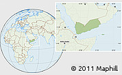 Savanna Style Location Map of Yemen, lighten