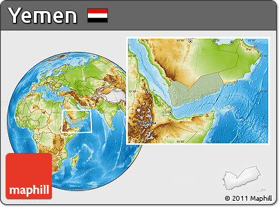 Savanna Style Location Map of Yemen, physical outside, hill shading