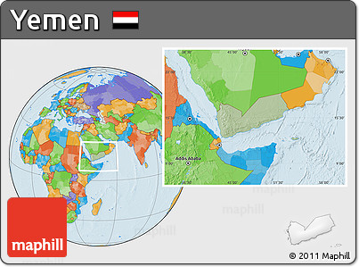 Savanna Style Location Map of Yemen, political outside, hill shading
