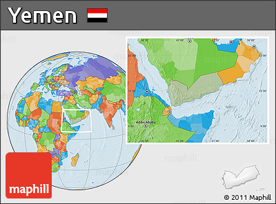 Savanna Style Location Map of Yemen, political outside, hill shading