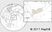 Shaded Relief Location Map of Yemen, blank outside