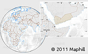 Shaded Relief Location Map of Yemen, lighten, desaturated