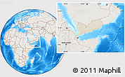 Shaded Relief Location Map of Yemen, lighten, land only