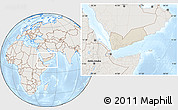 Shaded Relief Location Map of Yemen, lighten