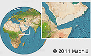 Shaded Relief Location Map of Yemen, satellite outside