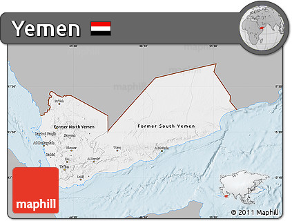Gray Map of Yemen, single color outside