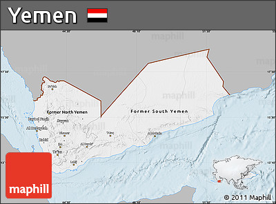 Gray Map of Yemen, single color outside