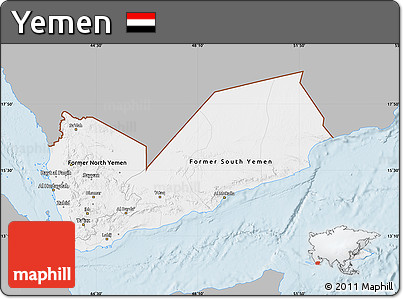 Gray Map of Yemen, single color outside