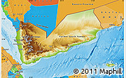 Physical Map of Yemen, political outside, shaded relief sea