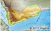 Physical Map of Yemen, semi-desaturated, land only