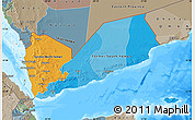 Political Map of Yemen, semi-desaturated, land only