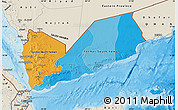 Political Map of Yemen, shaded relief outside, bathymetry sea