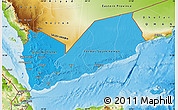 Political Shades Map of Yemen, physical outside