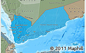 Political Shades Map of Yemen, semi-desaturated, land only