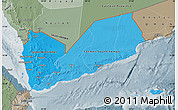 Political Shades Map of Yemen, semi-desaturated