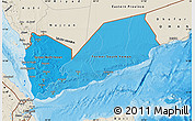 Political Shades Map of Yemen, shaded relief outside, bathymetry sea