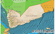 Satellite Map of Yemen, political shades outside, satellite sea