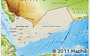 Shaded Relief Map of Yemen, physical outside