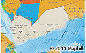 Shaded Relief Map of Yemen, political outside, shaded relief sea