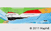 Flag Panoramic Map of Yemen, political shades outside