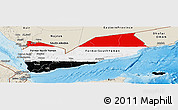 Flag Panoramic Map of Yemen, shaded relief outside