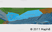 Political Shades Panoramic Map of Yemen, darken