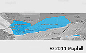 Political Shades Panoramic Map of Yemen, desaturated