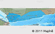 Political Shades Panoramic Map of Yemen, semi-desaturated, land only