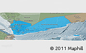 Political Shades Panoramic Map of Yemen, semi-desaturated