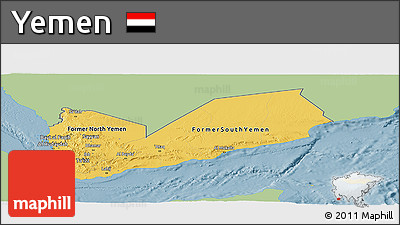 Savanna Style Panoramic Map of Yemen, single color outside