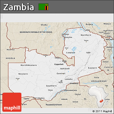 Classic Style 3D Map of Zambia