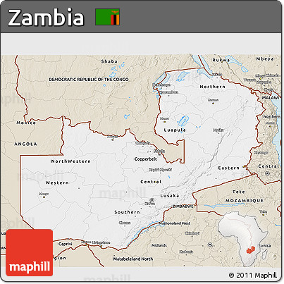 Classic Style 3D Map of Zambia
