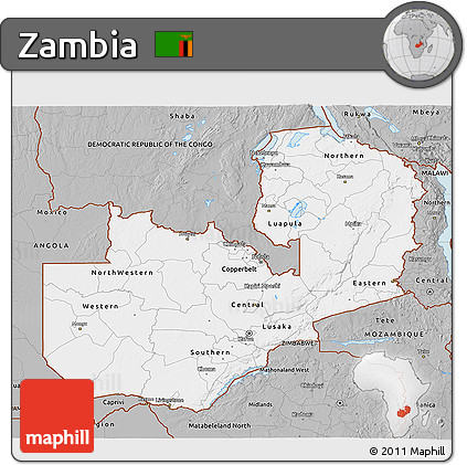 Gray 3D Map of Zambia