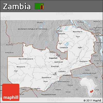 Gray 3D Map of Zambia