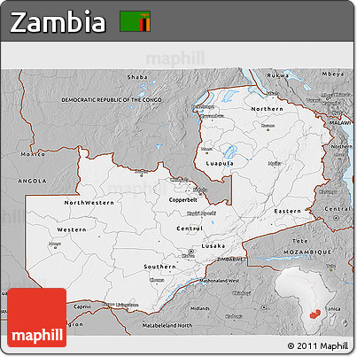 Gray 3D Map of Zambia