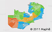 Political 3D Map of Zambia, cropped outside