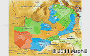 Political 3D Map of Zambia, physical outside