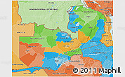 Political 3D Map of Zambia, political shades outside