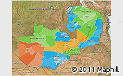 Political 3D Map of Zambia, satellite outside