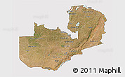 Satellite 3D Map of Zambia, cropped outside