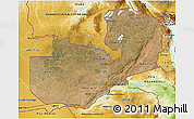 Satellite 3D Map of Zambia, physical outside