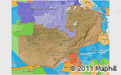 Satellite 3D Map of Zambia, political outside