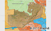 Satellite 3D Map of Zambia, political shades outside